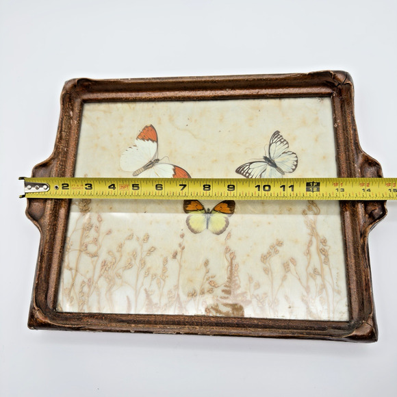Vintage Antique Pressed Real Butterfly Tray Framed Botanicals 14.5" x 11" - Picture 14 of 16